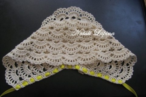 Ажурный чепчик крючком для новорожденного малыша Ажурный чепчик крючком для новорожденного малыша
