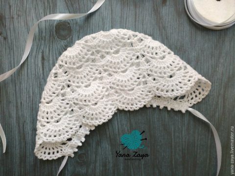 Красивый чепчик крючком для новорожденного Красивый чепчик крючком для новорожденного