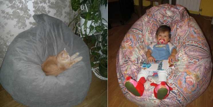 Отделка кресла мешка