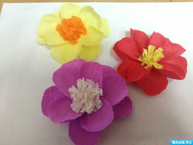 Мастер-класс по изготовлению цветов из гофрированной бумаги своими руками