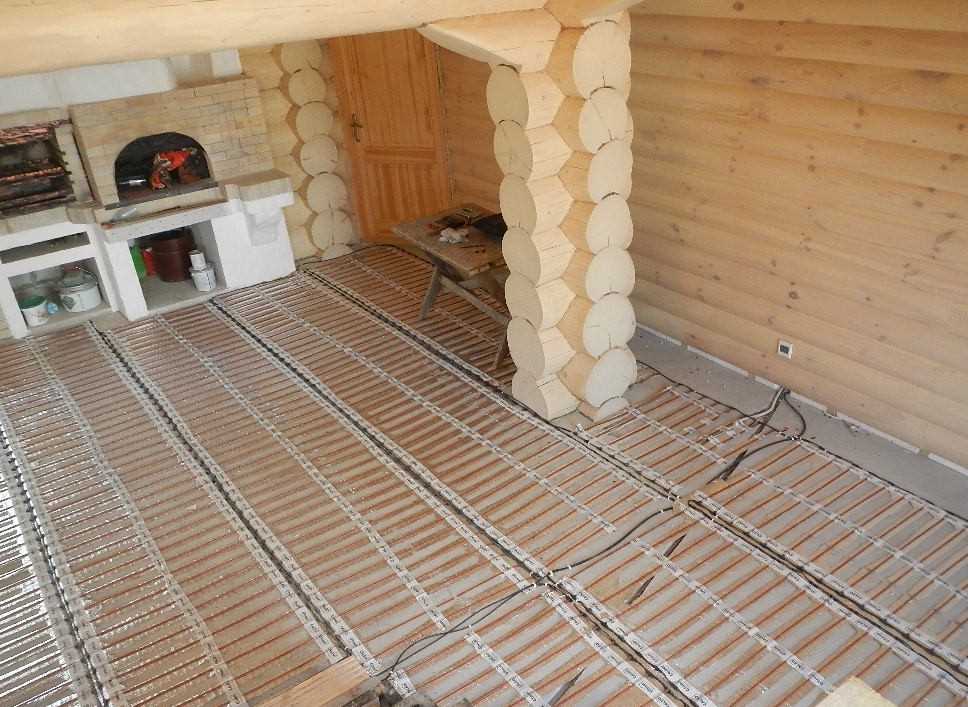 Установка теплого пола в бане